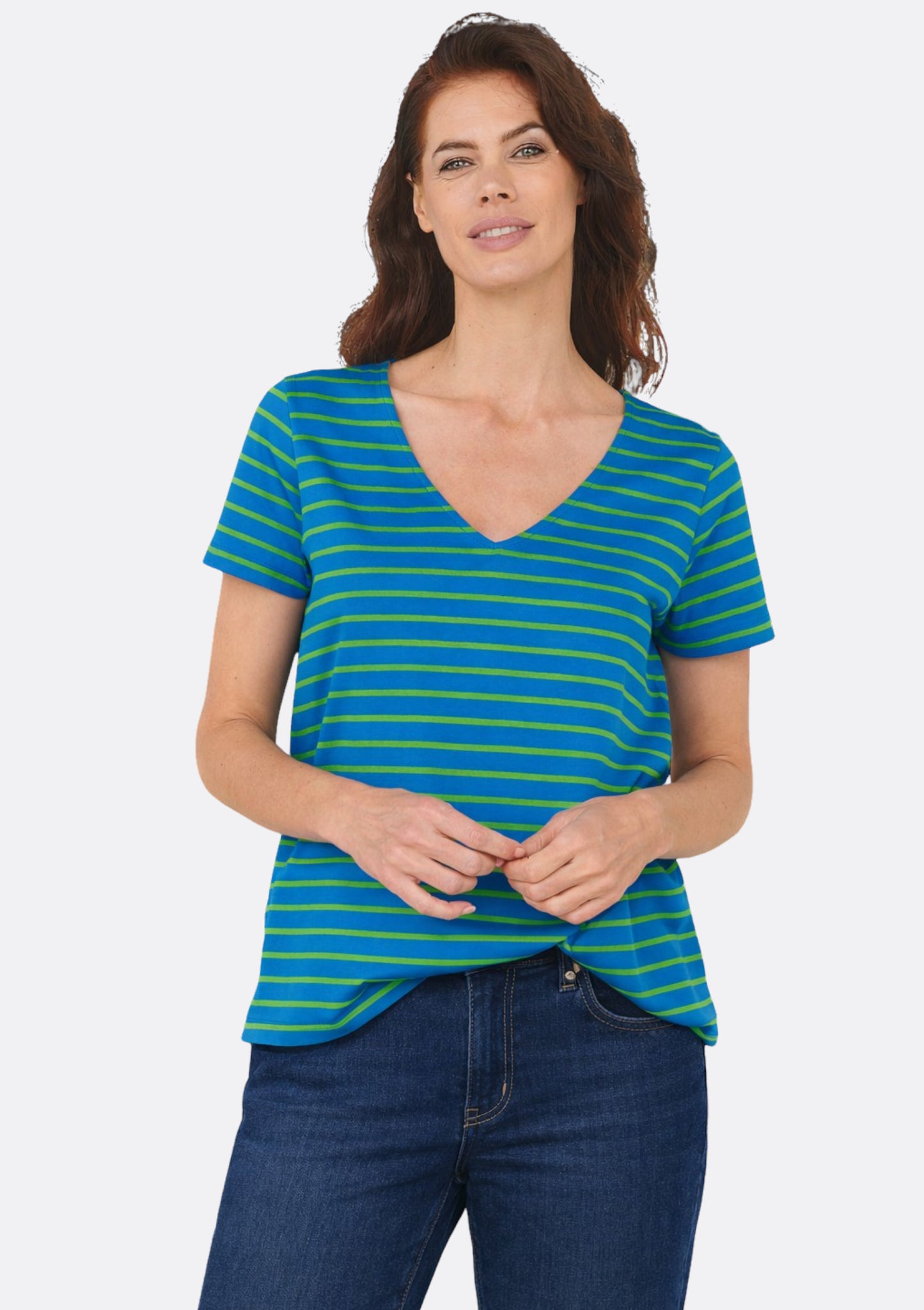 T-SHIRT TONY RAYURES VERT