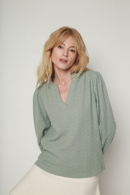 BLOUSE TESSA UNI VERT DE GRIS