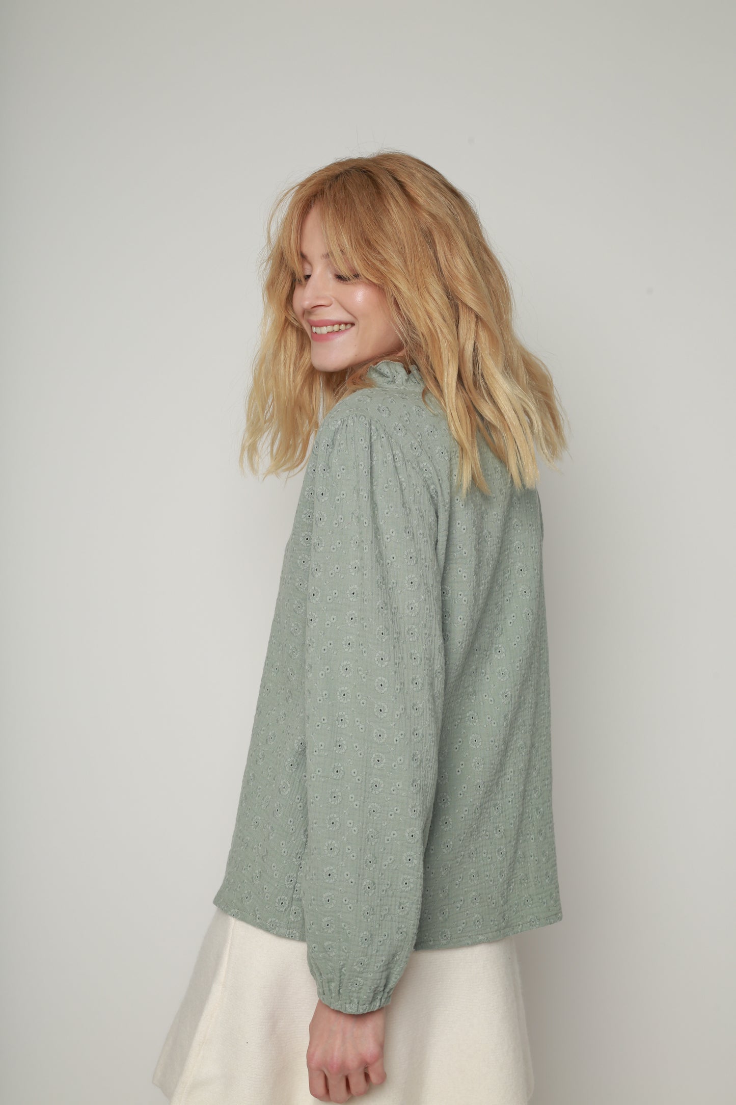 BLOUSE TESSA UNI VERT DE GRIS