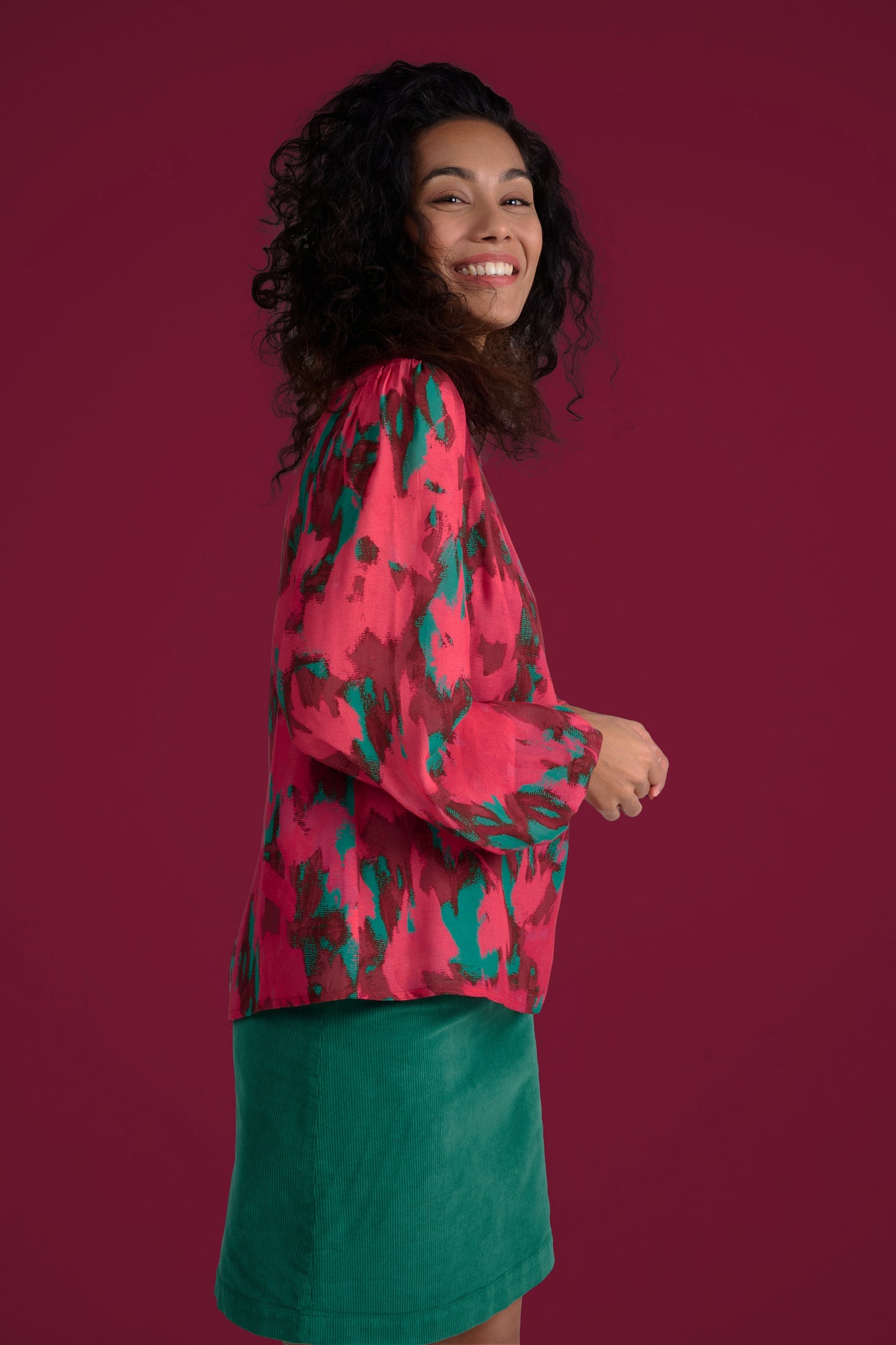 BLOUSE TIGE ERABLES ROSE