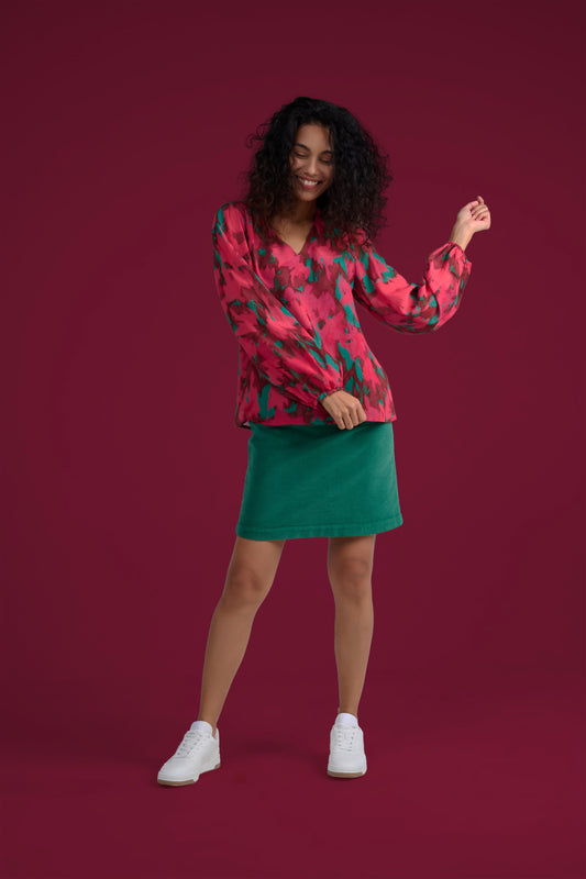 BLOUSE TIGE ERABLES ROSE