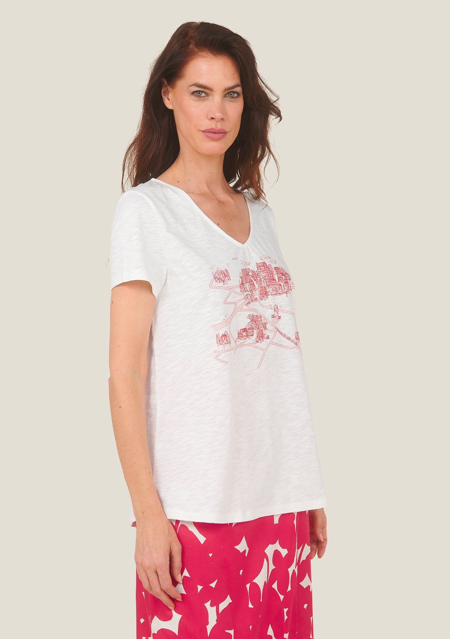 T-SHIRT TOCHE CITY ÉCRU