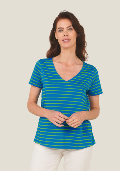 T-SHIRT TONY RAYURES VERT