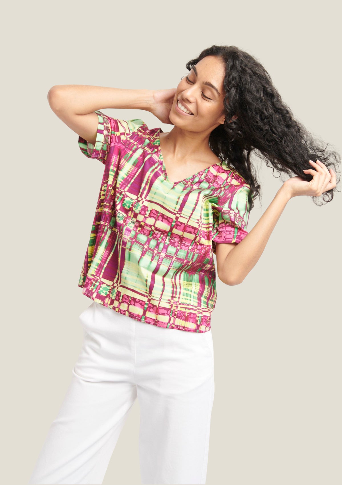 BLOUSE TOPVI FLUO MULTICOLORE