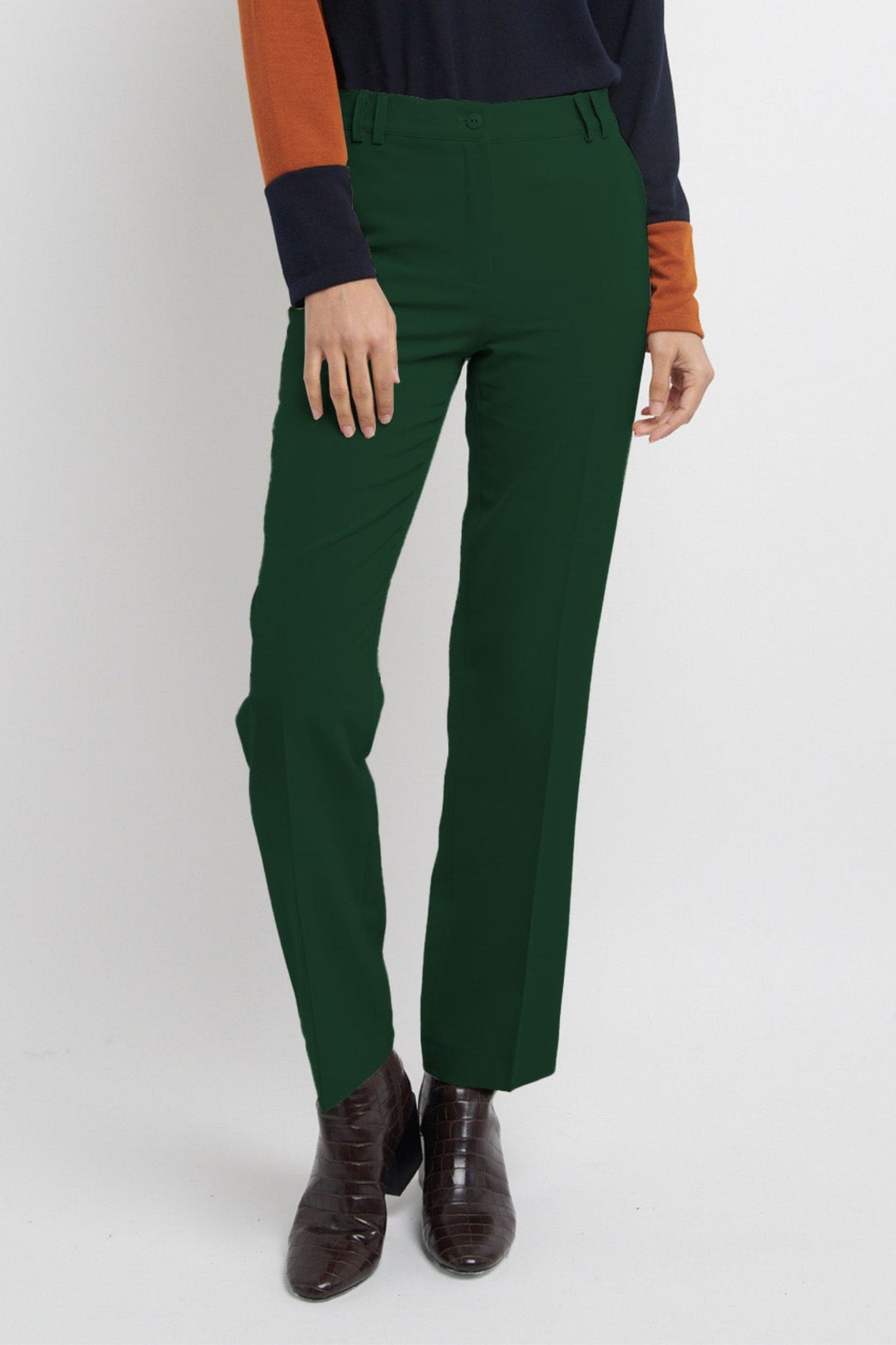 PANTALON DROIT TAILLE HAUTE VERT