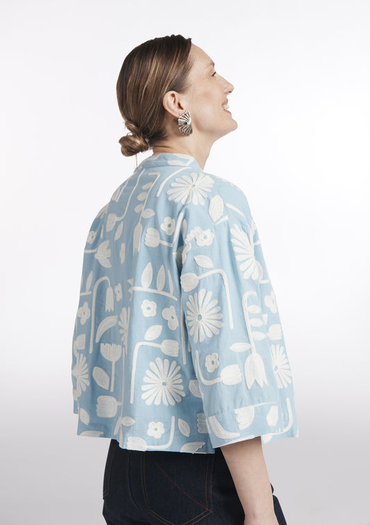 VESTE VALENTINE TULIPES BLEU