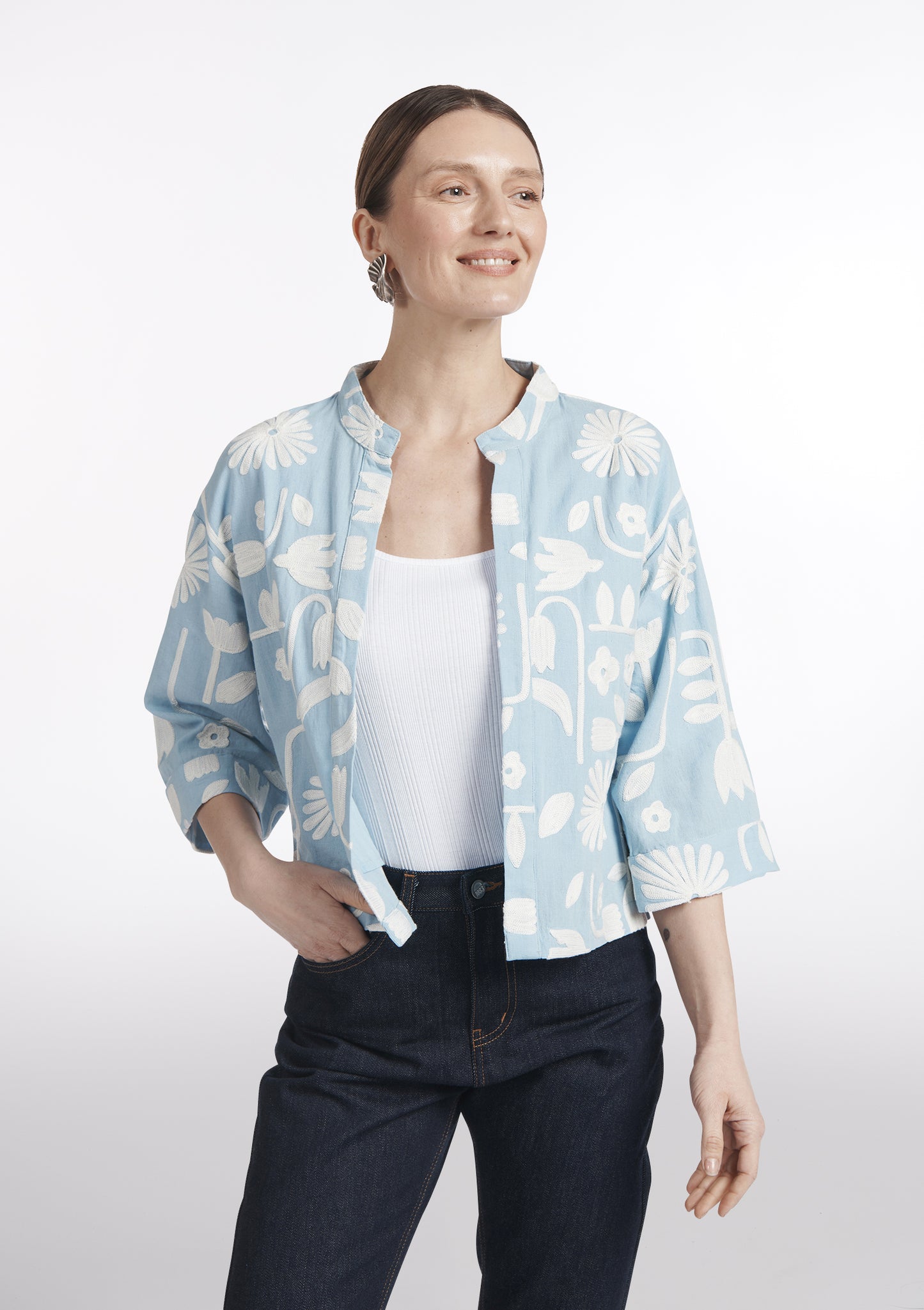 VESTE VALENTINE TULIPES BLEU