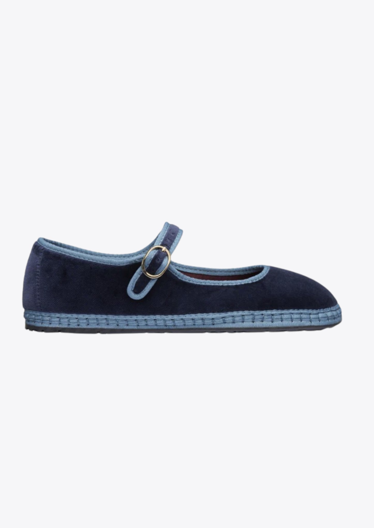 BALLERINE EN VELOURS CEBEAU UNI BLEU - FLABELUS