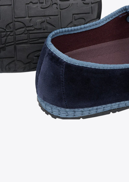 BALLERINE EN VELOURS CEBEAU UNI BLEU - FLABELUS