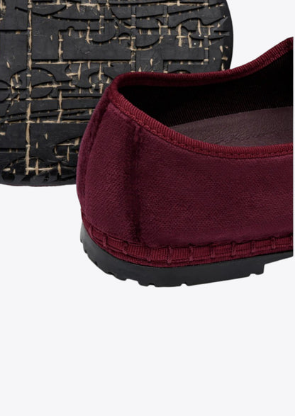 BALLERINE EN VELOURS CEBEAU UNI BORDEAUX - FLABELUS