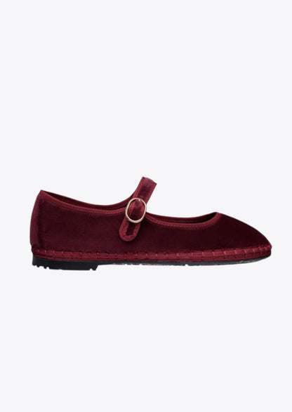 BALLERINE EN VELOURS CEBEAU UNI BORDEAUX - FLABELUS
