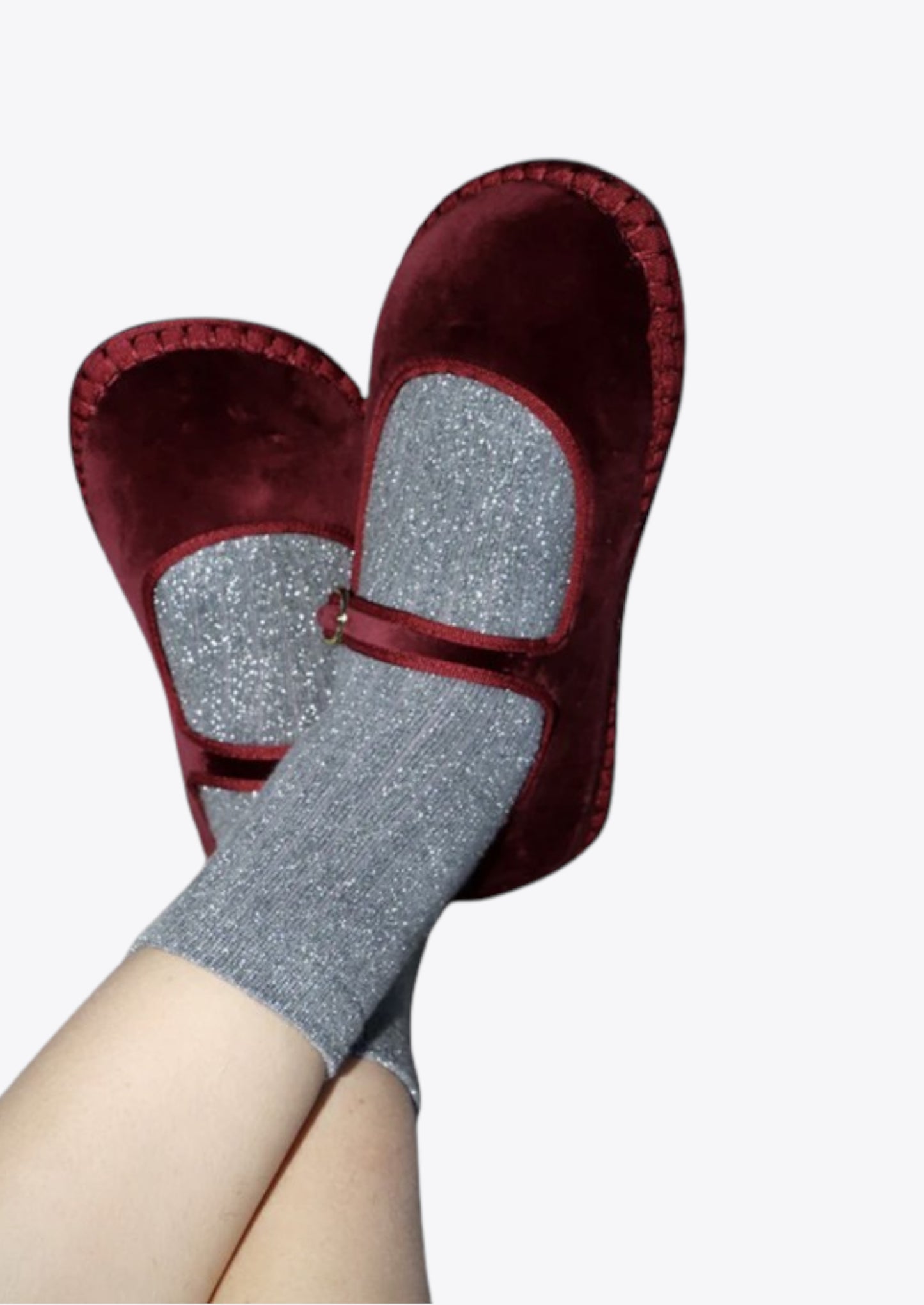 BALLERINE EN VELOURS CEBEAU UNI BORDEAUX - FLABELUS