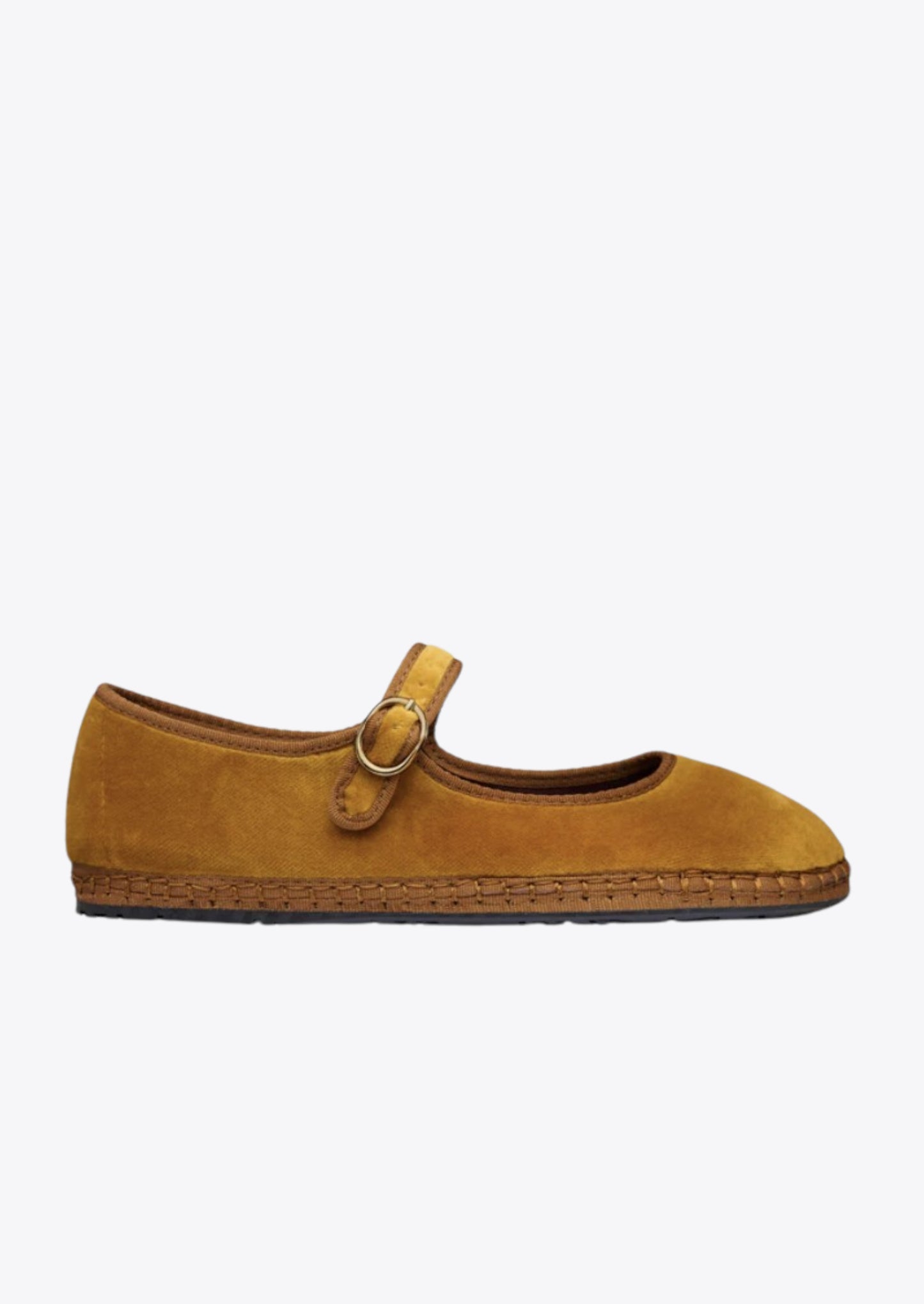 BALLERINE EN VELOURS CEBEAU UNI MOUTARDE - FLABELUS