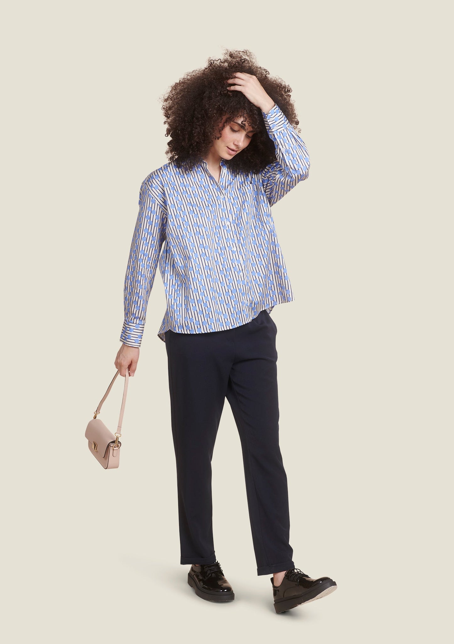 CHEMISE CLEO GOMMETTE RAYE BLEU