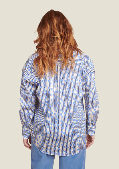 CHEMISE CLEO GOMMETTE RAYE BLEU