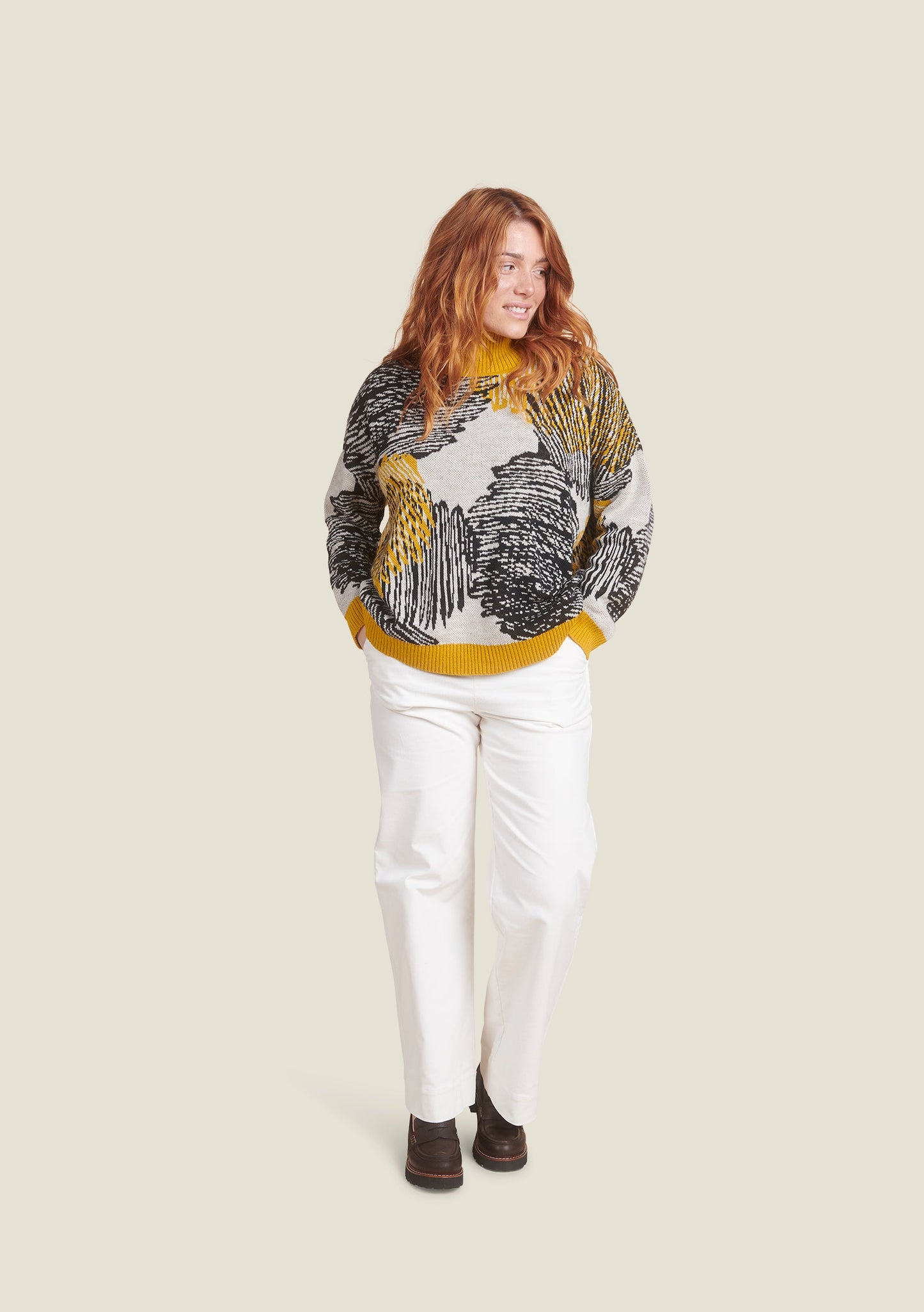 PULL POLUX RATURES JAUNE