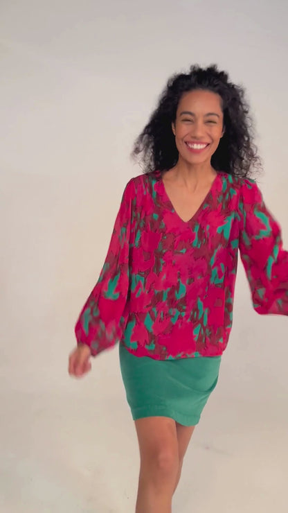 BLOUSE TIGE ERABLES ROSE