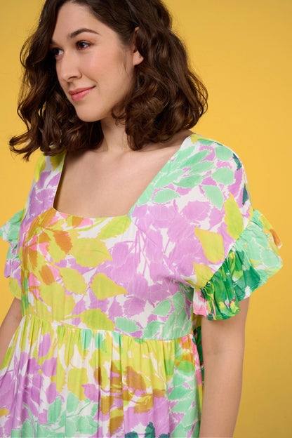 ROBE RANTO FEUILLAGE JAUNE
