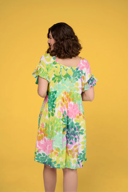ROBE RANTO FEUILLAGE JAUNE