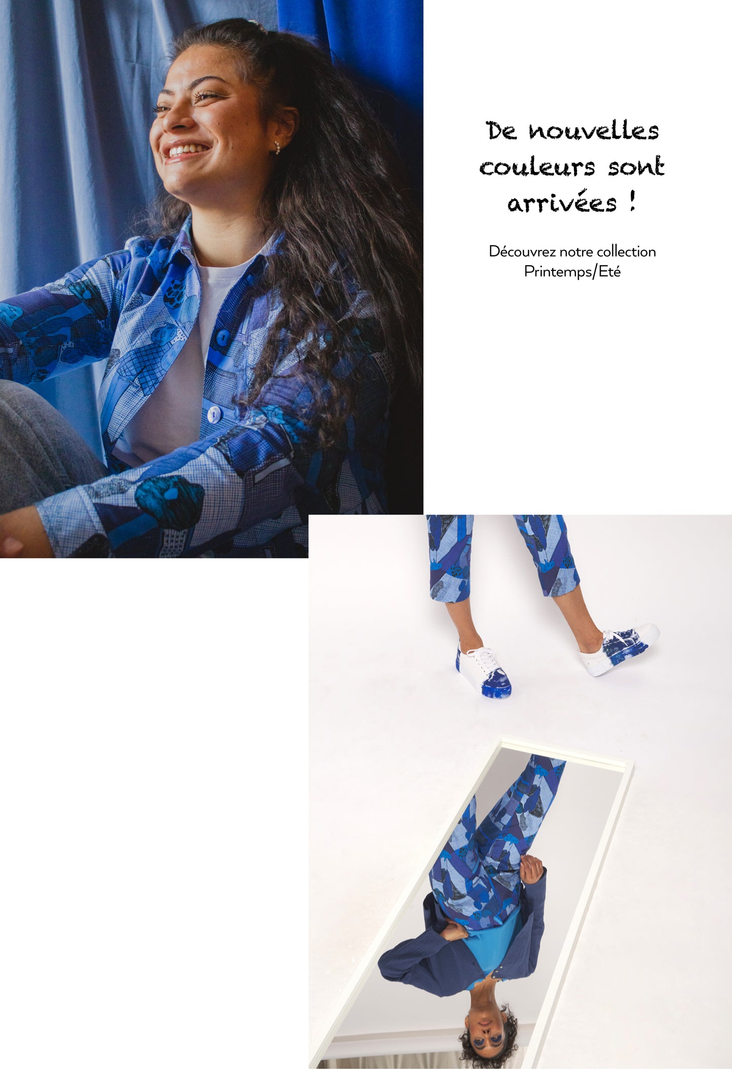 TISSU EN COTON STRETCH UN PEU ÉPAIS IMPRIMÉ GRAPHIQUE BLEU ARCHI