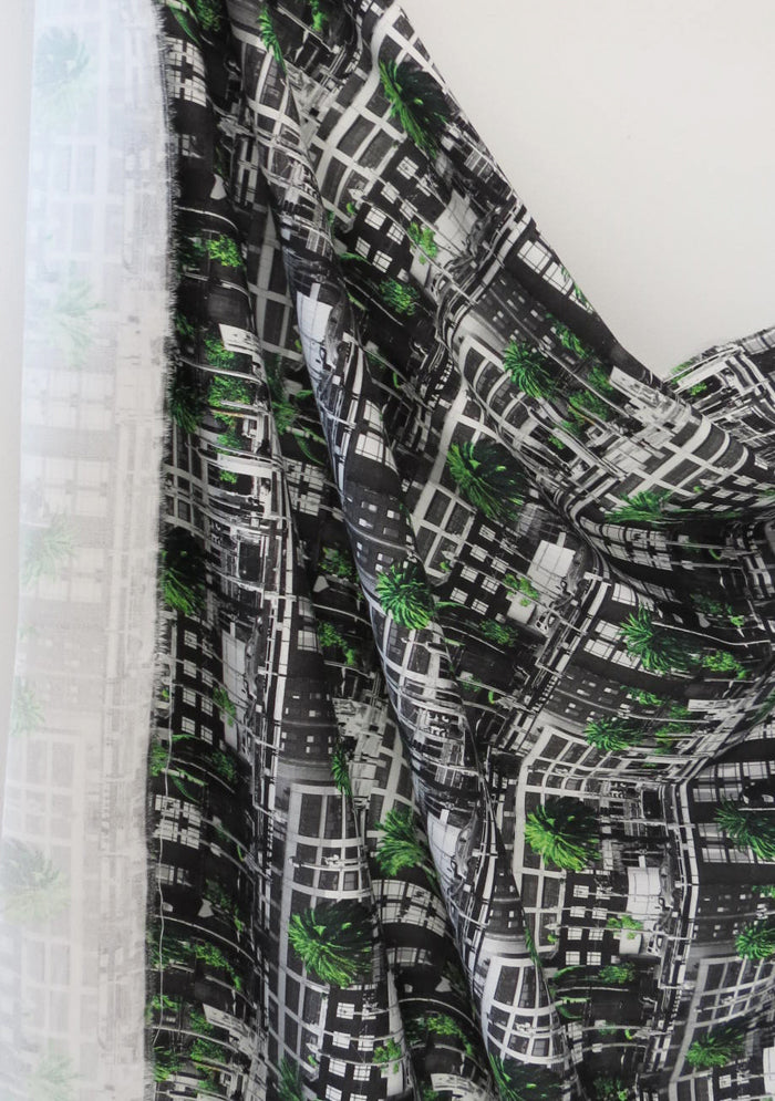 Tissu en coton épais imprimé vert photo de Building