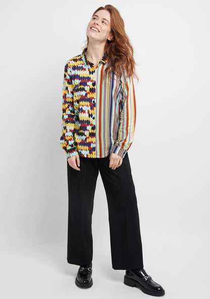 CHEMISE DROITE MIX&MATCH À MOTIF ENRANG ANIS