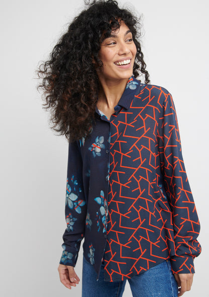 CHEMISE DROITE MIX&MATCH À MOTIF GRAPHIQUE NUIT