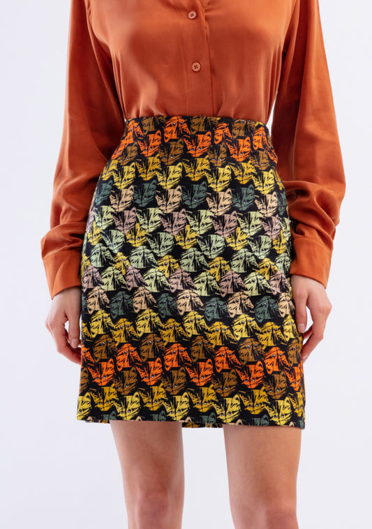 JUPE DROITE MOTIF CHAT