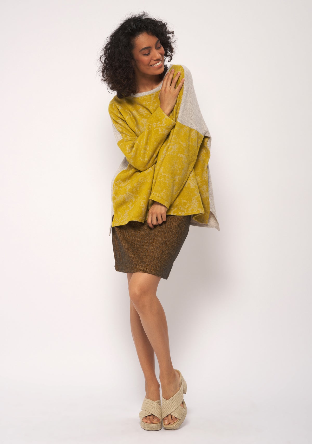 JUPE DROITE OCRE