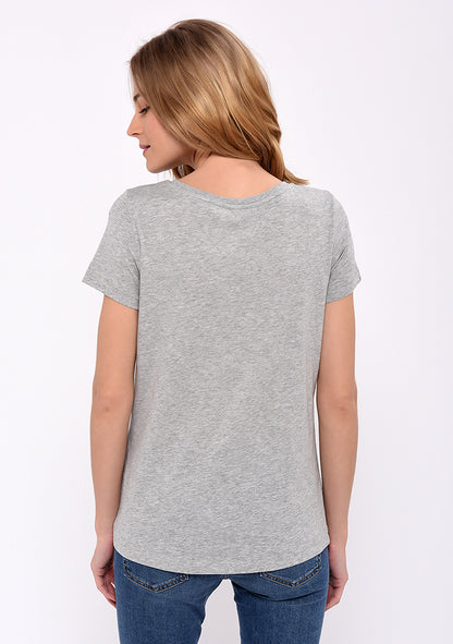 T-shirt en coton imprimé gris GOURMANDE