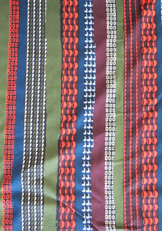 TISSU MILANO LOURD IMPRIMÉ FANTAISIE DE RAYURES FANTAISIES MULTICOLORE VERT VINTAGE