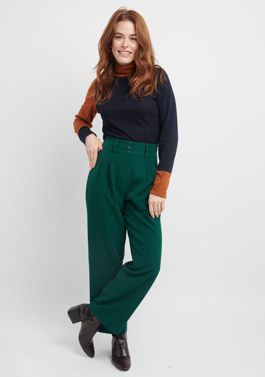 PANTALON PLARG LARGE TAILLE HAUTE VERT