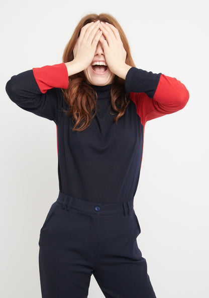 SOUS-PULL PUCHA UNI ROUGE ET MARINE