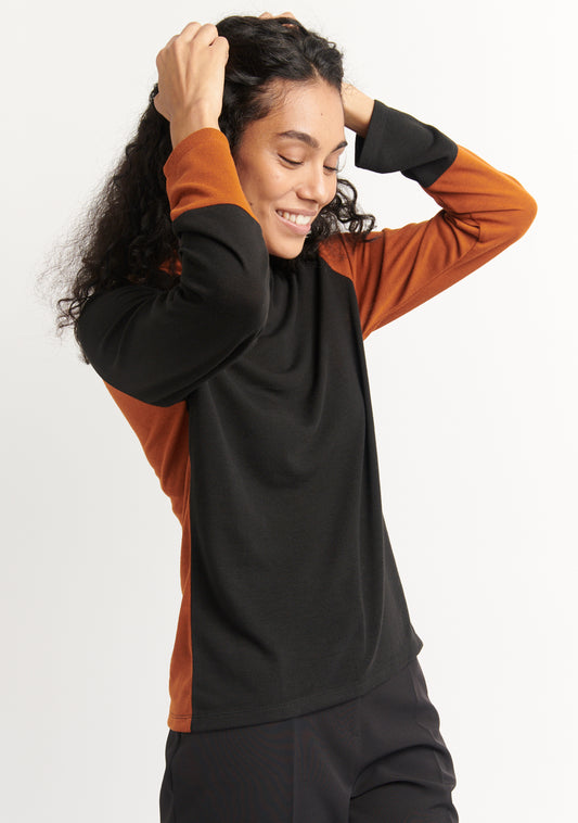 SOUS-PULL PUCHA UNI NOIR ET TABAC