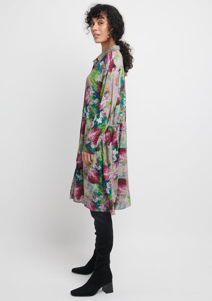 Robe chemise à motif Floral Hortensia
